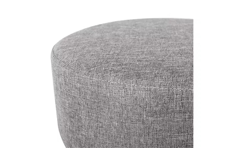 Poggiapiedi Pouf in Lino con Gambe in Legno, Grigio, 113 kg, Leggero, Nessun Montaggio