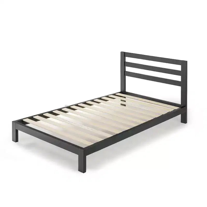 10 Modernista Classic Metal Platform Bed with Headboard Black - Mellow