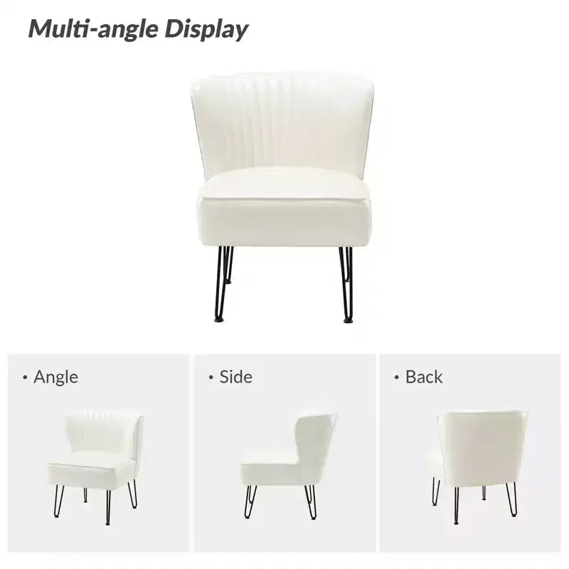 Set di 2 sedie accentate in similpelle trapuntata a mezza schiena con base in metallo