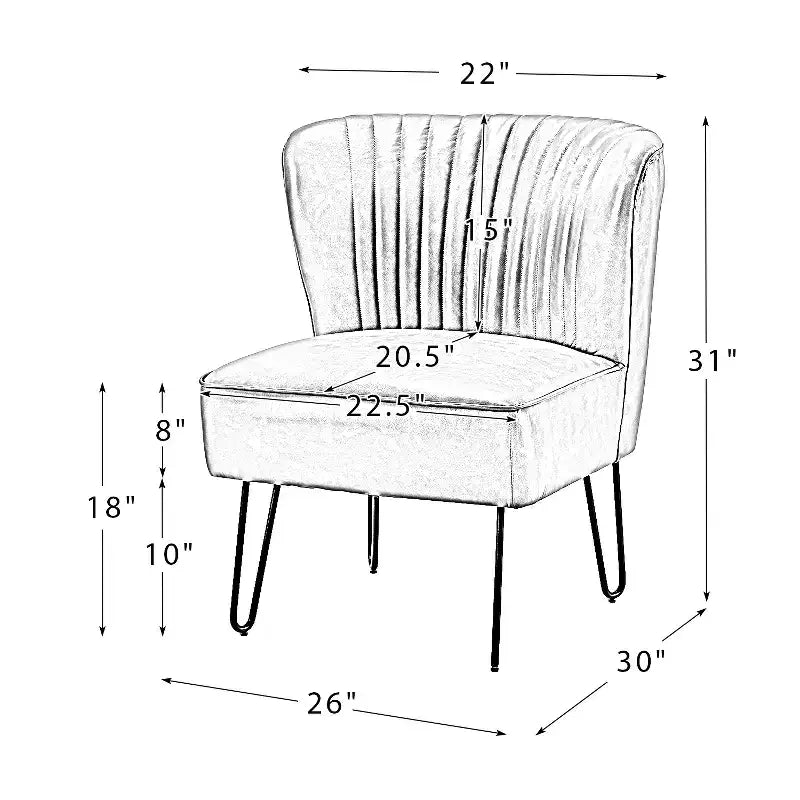 Set di 2 sedie accentate in similpelle trapuntata a mezza schiena con base in metallo