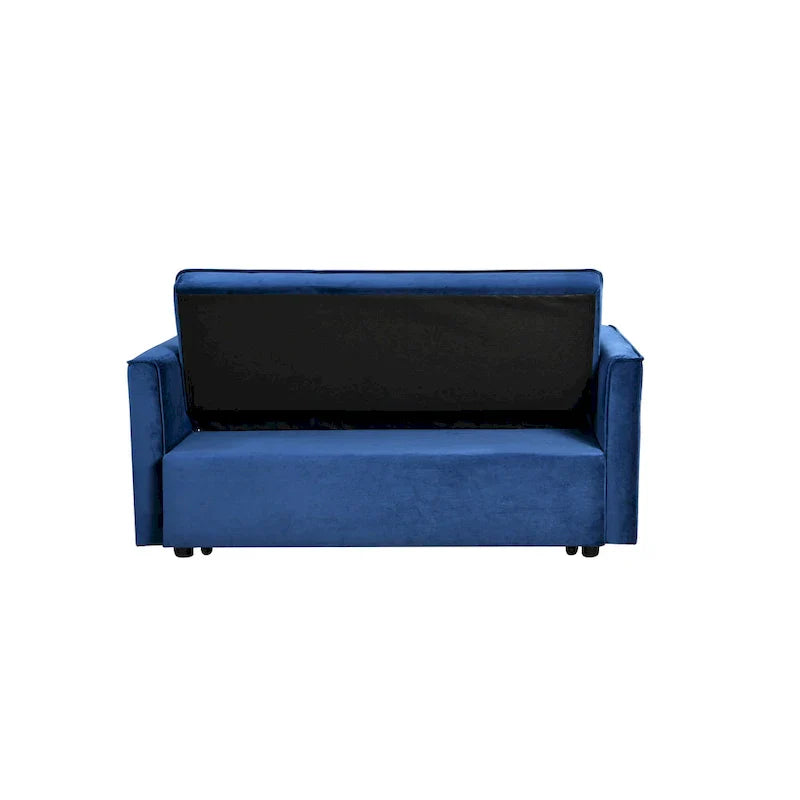 Divanetto futon moderno in velluto con schienale reclinabile e tasche, 2 posti – Grigio scuro / Grigio chiaro / Blu / Nero