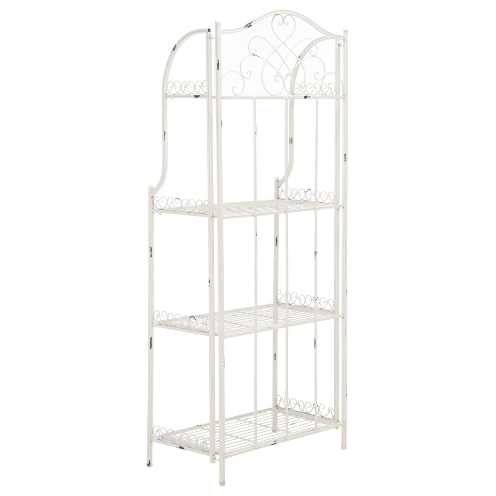 SAFAVIEH Bryn Scaffale da panettiere da esterno a 4 ripiani in ferro battuto vittoriano - 25 pollici L x 15 pollici P x 63 pollici H - 25 L x 15 P x 63 H
