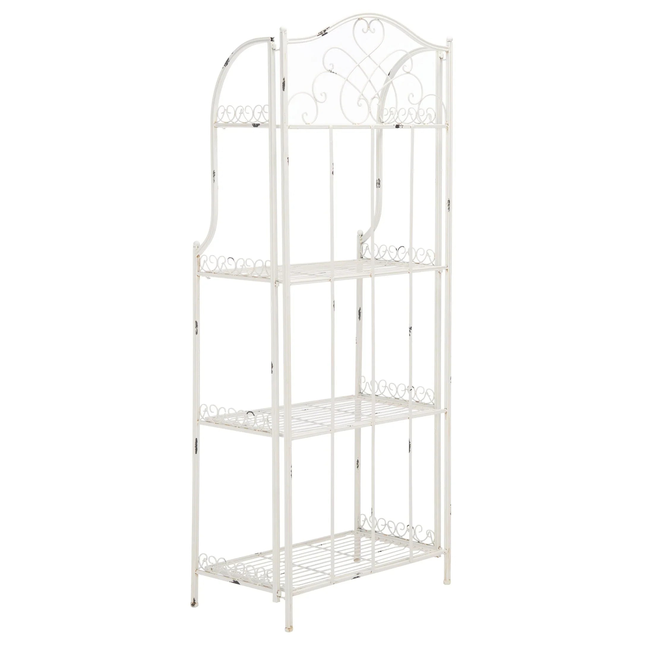 SAFAVIEH Bryn Scaffale da panettiere da esterno a 4 ripiani in ferro battuto vittoriano - 25 pollici L x 15 pollici P x 63 pollici H - 25 L x 15 P x 63 H