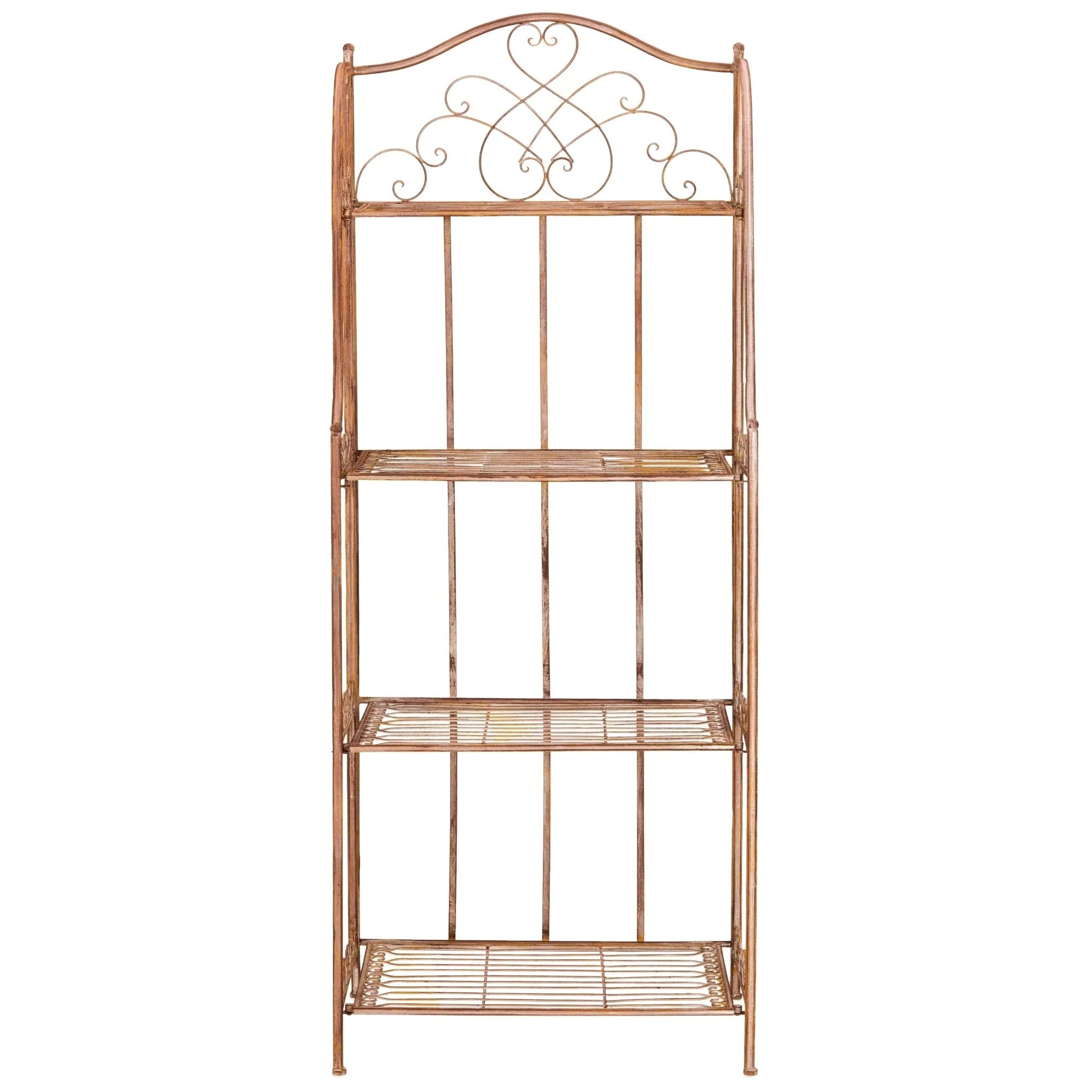 SAFAVIEH Bryn Scaffale da panettiere da esterno a 4 ripiani in ferro battuto vittoriano - 25 pollici L x 15 pollici P x 63 pollici H - 25 L x 15 P x 63 H