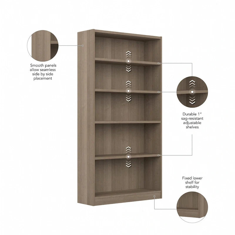 Libreria a 5 ripiani alta universale di Bush Furniture