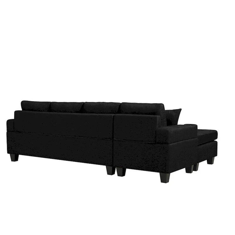 Divano componibile da soggiorno con chaise longue a L e portabicchieri
