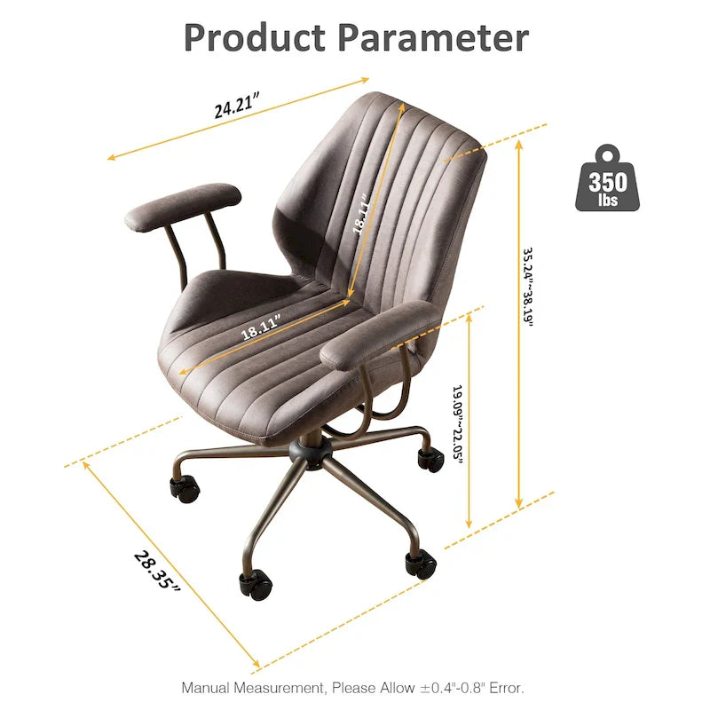 Sedia da ufficio ergonomica in tessuto scamosciato con supporto lombare