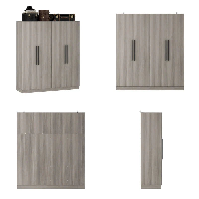 Armadio moderno freestanding in legno massiccio con ripiani